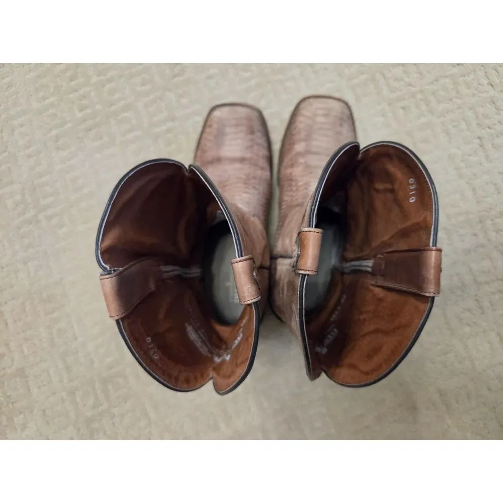 Dan Post Boots Ka Python Print Western Size 12 Tan Light Brown Leather Upper